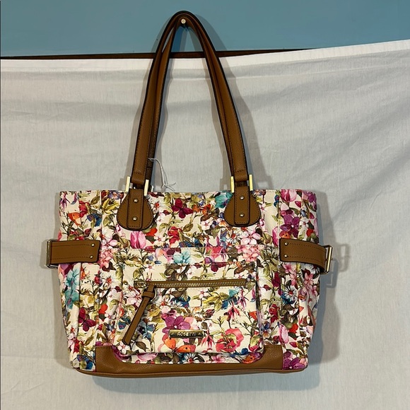 Rosetti Handbags - Rosetti Floral Tote Bag with Brown Accents